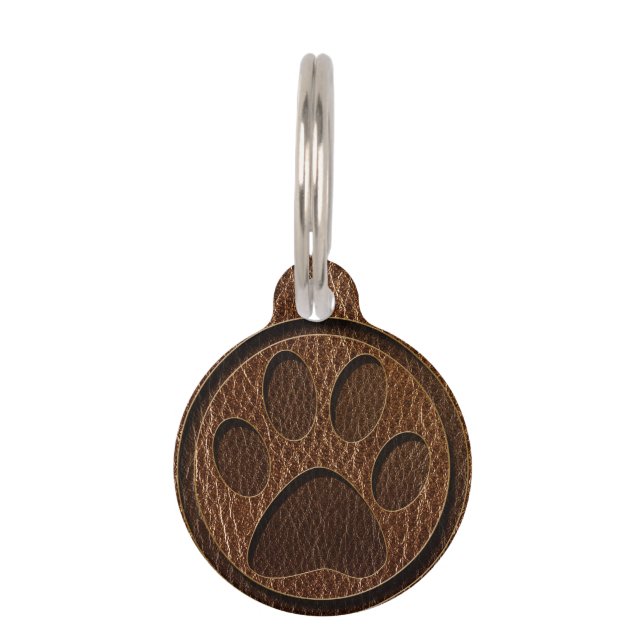 Médaillon Pour Animaux Patte simili cuir (Devant)