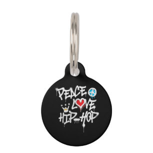 Médaillon Pour Animaux Peace Love Hip hop Dancing