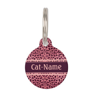 Médaillon Pour Animaux Peau léopard rose Personnaliser