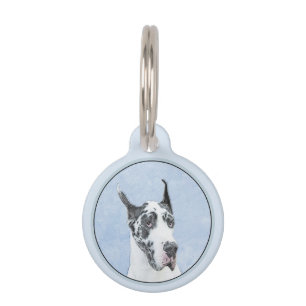 Médaillon Pour Animaux Peinture de Great Dane (Arlequin) - Art original d