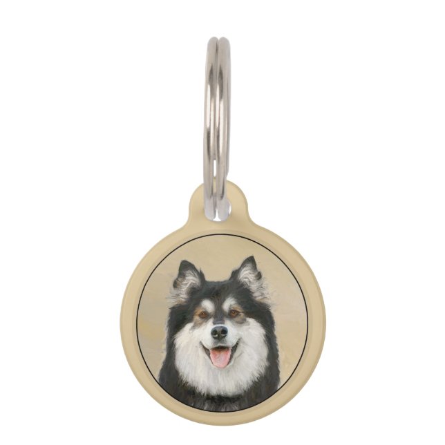 Médaillon Pour Animaux Peinture Lapphund Finlandaise - Joli art original  (Devant)