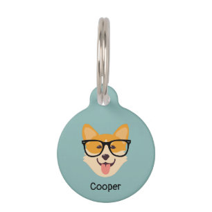 Médaillon Pour Animaux Persolanisé Funny Hipster Corgi