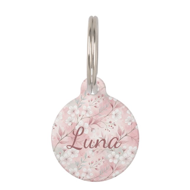 Médaillon Pour Animaux Personalized Bloom Sakura Pink Burgundy (Devant)