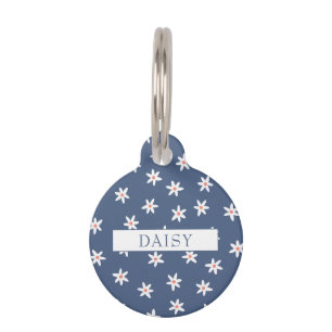 Médaillon Pour Animaux Personnalisé motif de marguerite violet et blanc