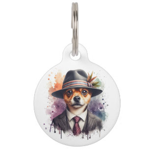 Médaillon Pour Animaux Personnaliser Chien Brown en costume Cravate Splat