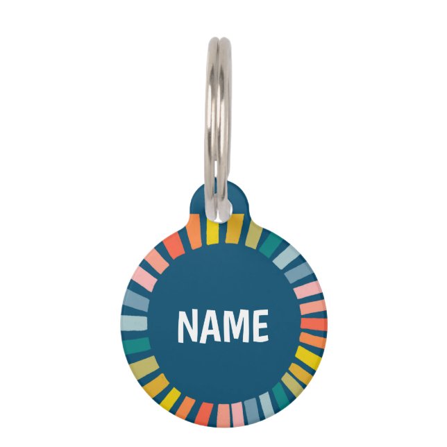 Médaillon Pour Animaux PERSONNALISER IT Rainbow Ring Nom Numéro de balise (Devant)