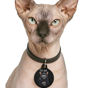 Médaillon Pour Animaux Personnalisez Chat Sphynx Faucheuse Drôle