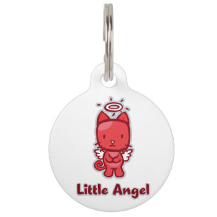 Médaillon Pour Animaux Petit Ange...Petit Diable Kitty Cat Dessin Animé
