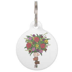 Médaillon Pour Animaux Petit Mains Enseignant École Floral Bouquet Fleur