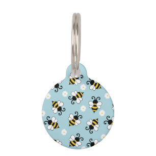 Médaillon Pour Animaux Petites abeilles mignonnes et fleurs marguerites m