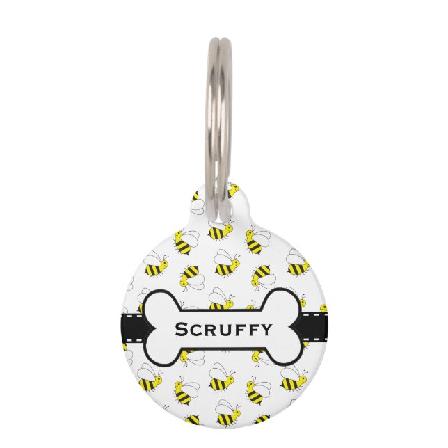 Médaillon Pour Animaux Petits mignons gaffent le motif d'abeille (Devant)
