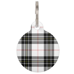 Médaillon Pour Animaux Pherson tartan noir blanc plaid
