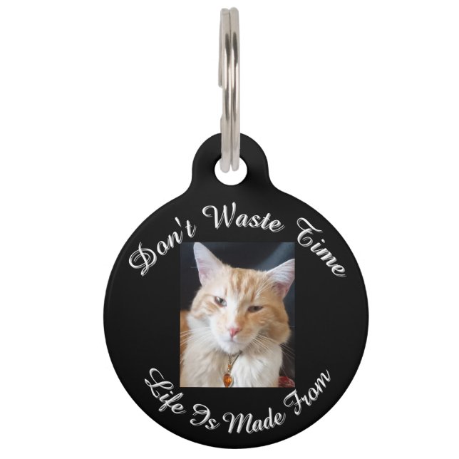 Médaillon Pour Animaux Photo avant et arrière Chat, nom, texte, remplaçab (Devant)
