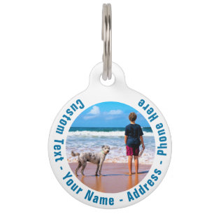 Médaillon Pour Animaux Photo personnalisée et texte personnalisé Numéro d