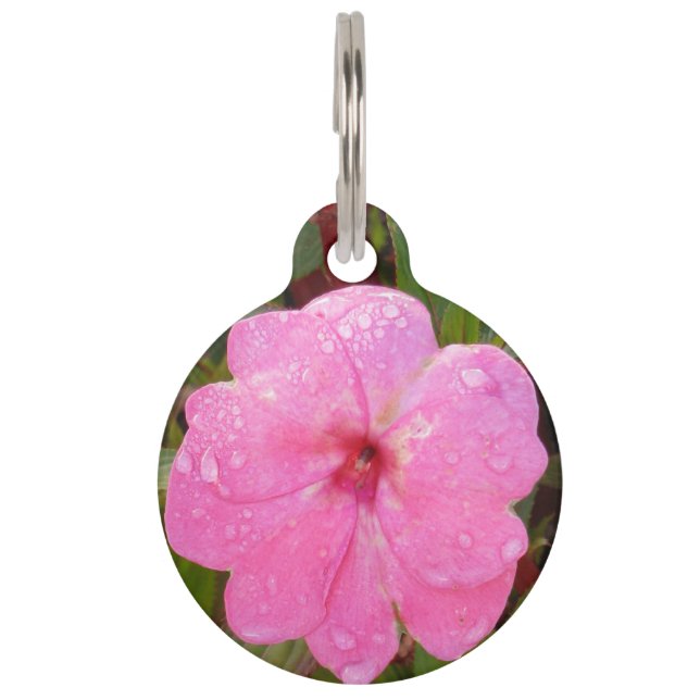 Médaillon Pour Animaux Pink Flower - étiquettes personnalisées (Devant)