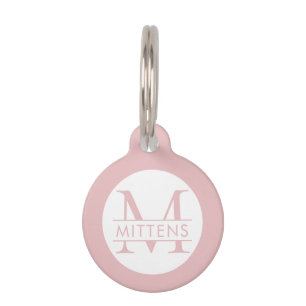 Médaillon Pour Animaux Pink Personnalisé Monogramme Nom Fille