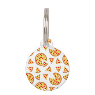 Médaillon Pour Animaux Pizza et tranches de cool motif sur blanc