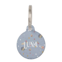 Placa para mascota con diseño de planetas