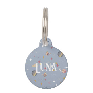 Médaillon Pour Animaux Placa para mascota con diseño de planetas