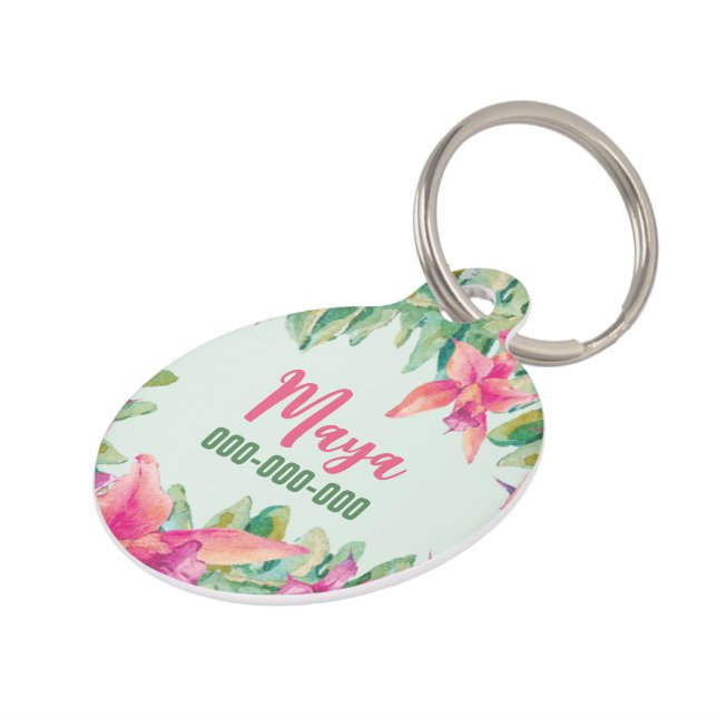 Médaillon Pour Animaux Placa para mascota floral (Côté )