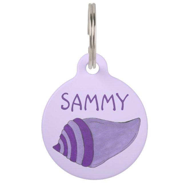 Médaillon Pour Animaux Plage de coquillages de la mer de Conch violet (Devant)