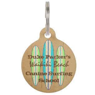 Médaillon Pour Animaux Planches de surf de Hawaïen de monogramme de
