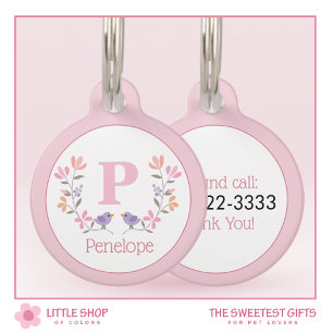 Médaillon Pour Animaux Plutôt rose Floral Personnalisé