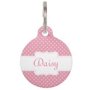 Médaillon Pour Animaux Point de polka rose personnalisé