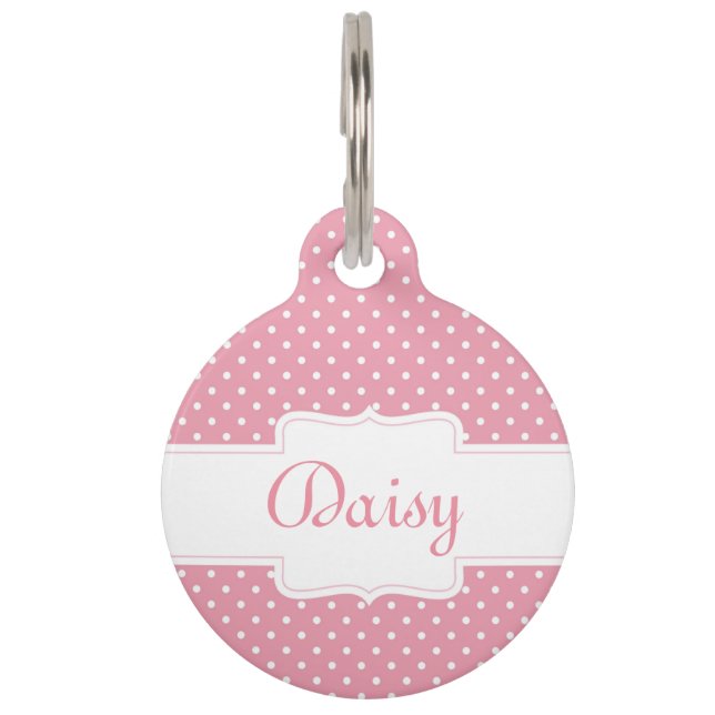 Médaillon Pour Animaux Point de polka rose personnalisé (Devant)