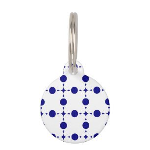 Médaillon Pour Animaux Pois Bleus de la Marine, Motif à points Polka, poi
