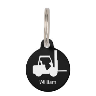 Médaillon Pour Animaux Porte - clé de chariot élévateur en noir et blanc
