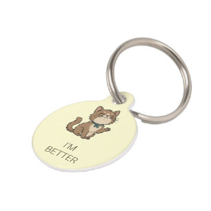 Médaillon Pour Animaux Porte-clés drôle de chat suffisant Personnalisé Mi