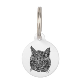 Médaillon Pour Animaux Portrait de chat ornemental noir et blanc