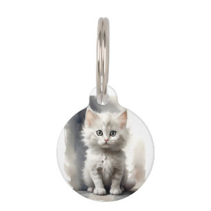 Médaillon Pour Animaux Pose Portrait de chaton blanc personnalisé