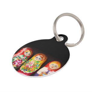 Médaillon Pour Animaux Poupées colorées de Matryoshka