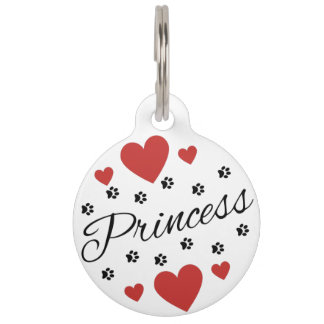 Médaillon Pour Animaux Princess Paws and Hearts