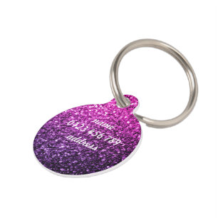 Médaillon Pour Animaux Purple Pink Ombre faux parties scintillant scintil