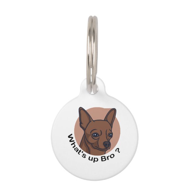 Médaillon Pour Animaux Quoi de neuf Bro Chihuahua, Drôle Citation Chien (Devant)