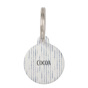 Médaillon Pour Animaux Rayures Blanches Bleues Herbe Verte