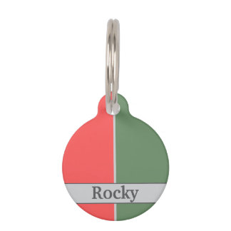 Médaillon Pour Animaux Red and Green Minimalist Design