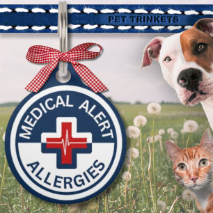 Médaillon Pour Animaux Red White Blue Médicale Alert Allergy Chien Chat