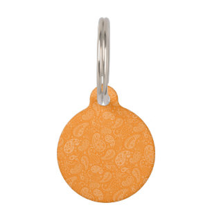 Médaillon Pour Animaux Rétro Paisley floral orange