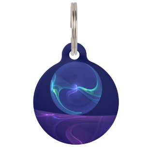 Médaillon Pour Animaux Rêve Abstrait Violet Bleu Lumineux Art Fractal