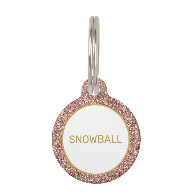 Médaillon Pour Animaux Rose Gold Parties scintillant Rose Simple Minimal  (Devant)