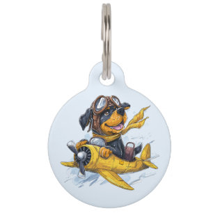 Médaillon Pour Animaux Rottweiler Dog Avion Pilote