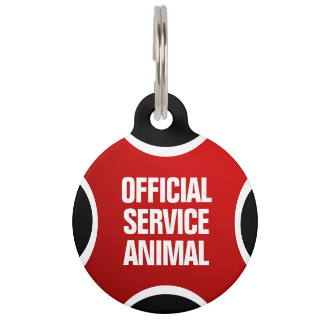 Médaillon Pour Animaux Rouge Animal de Service Officiel (Devant)