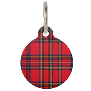 Médaillon Pour Animaux Royal Stewart tartan rouge noir plaid