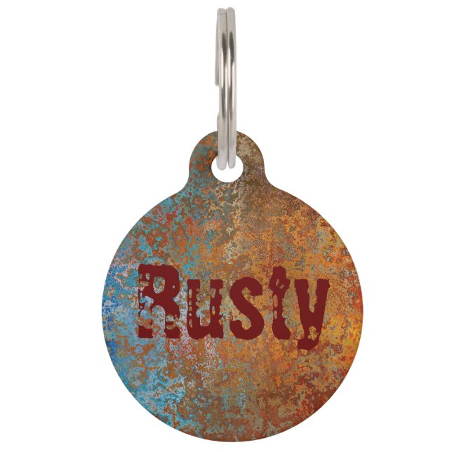 Médaillon Pour Animaux Rusty, Verdigris, Grunge Steampunk Personnalisé (Devant)