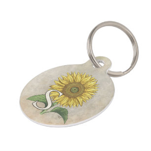 Médaillon Pour Animaux S personnalisé pour le monogramme de fleur de