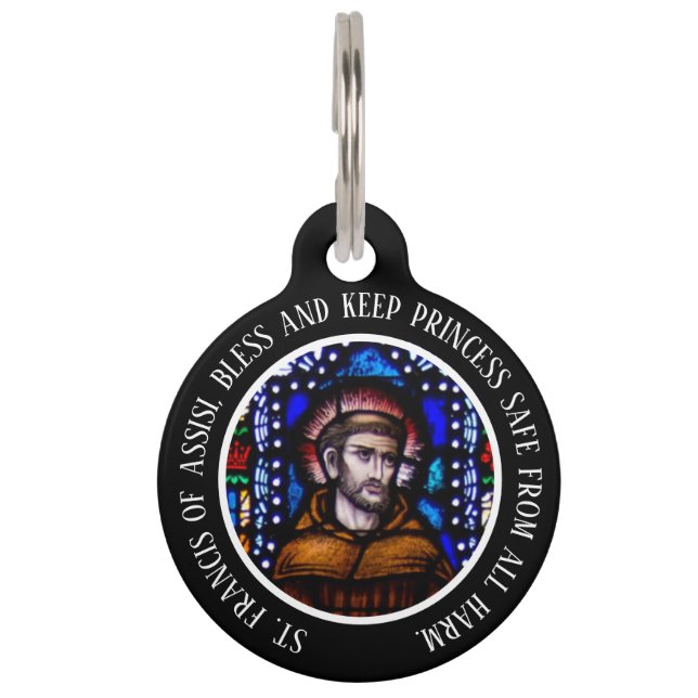 Médaillon Pour Animaux Saint François d'Assise Chat personnalisé (Devant)